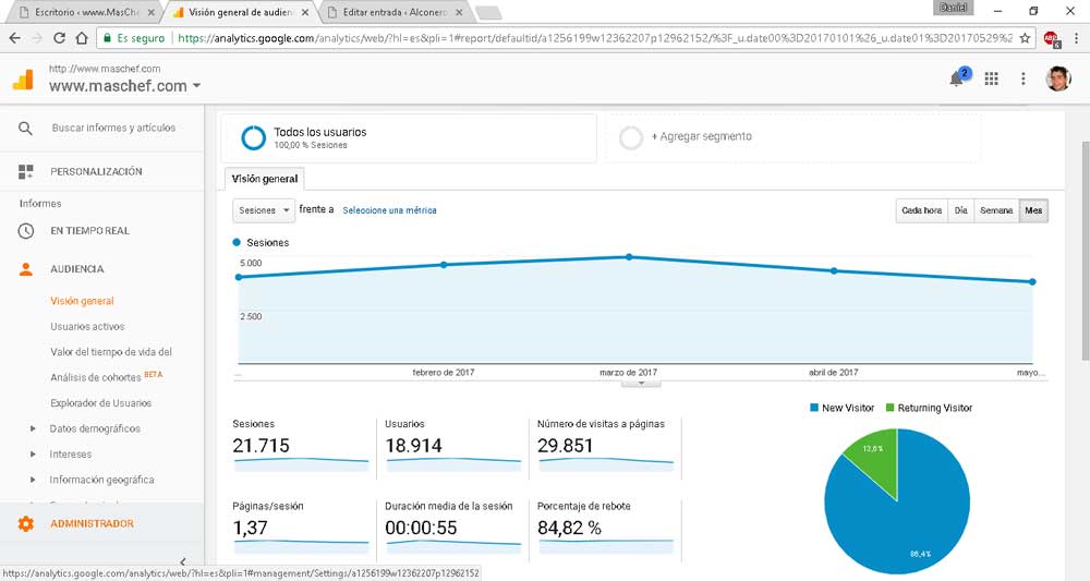 Analytics de maschef antes de la auditoria seo